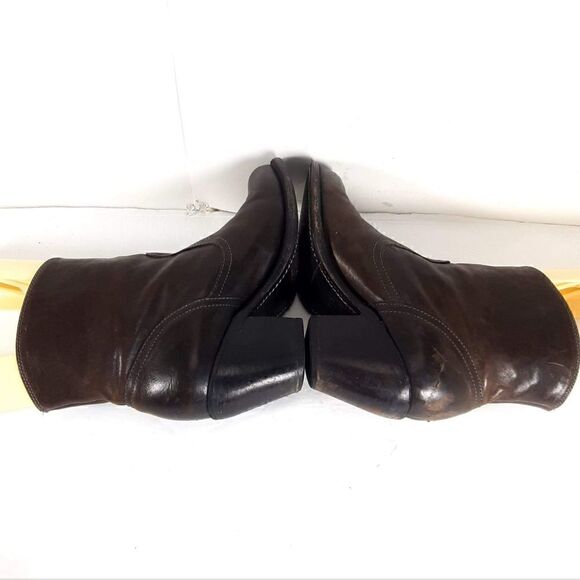 Frye Women's Leslie size 7,5 B Brown Leather Ankle Side Zip Booties Boots - Picture 11 of 15